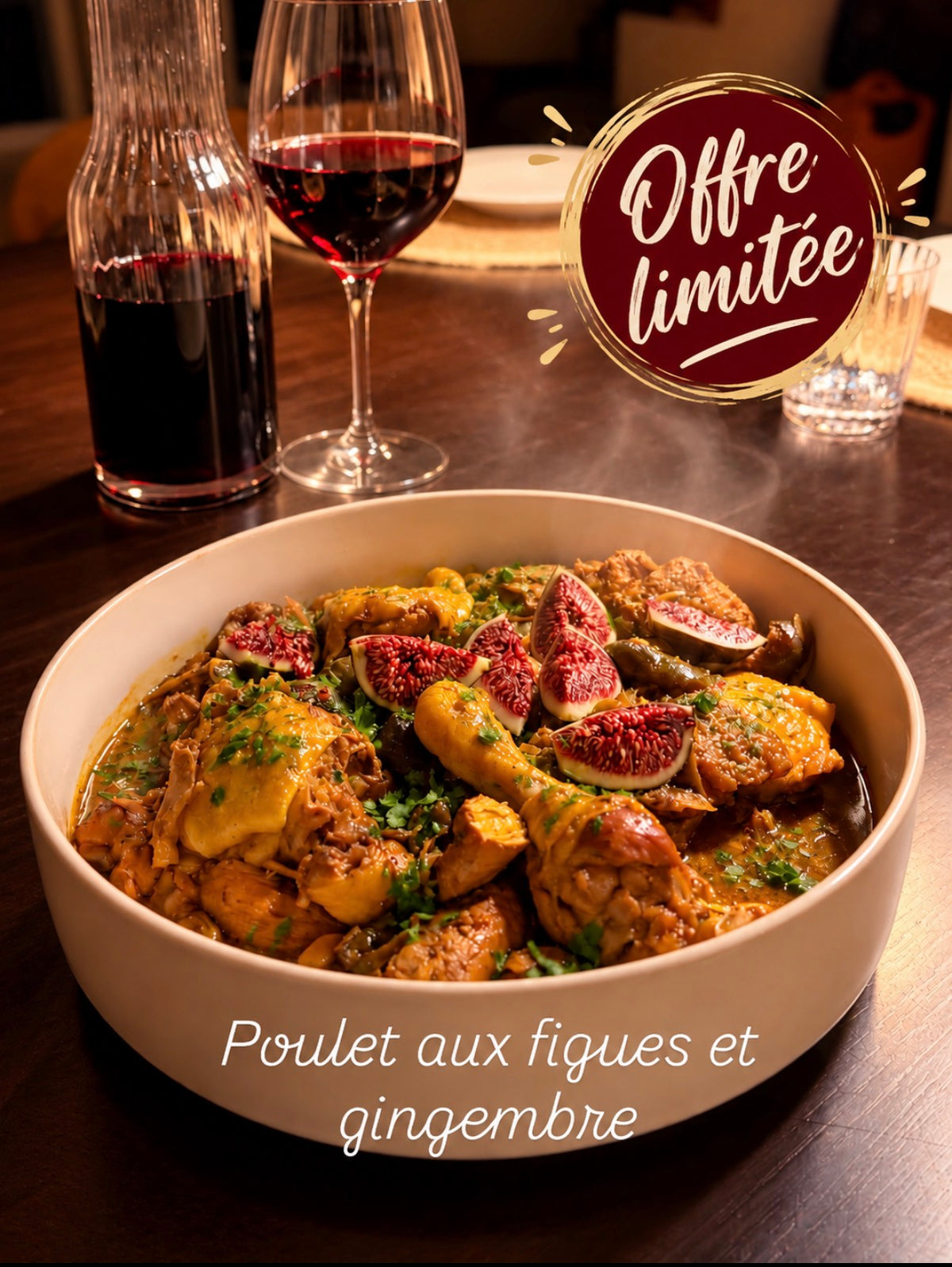 Poulet aux figues, gingembre et curcuma